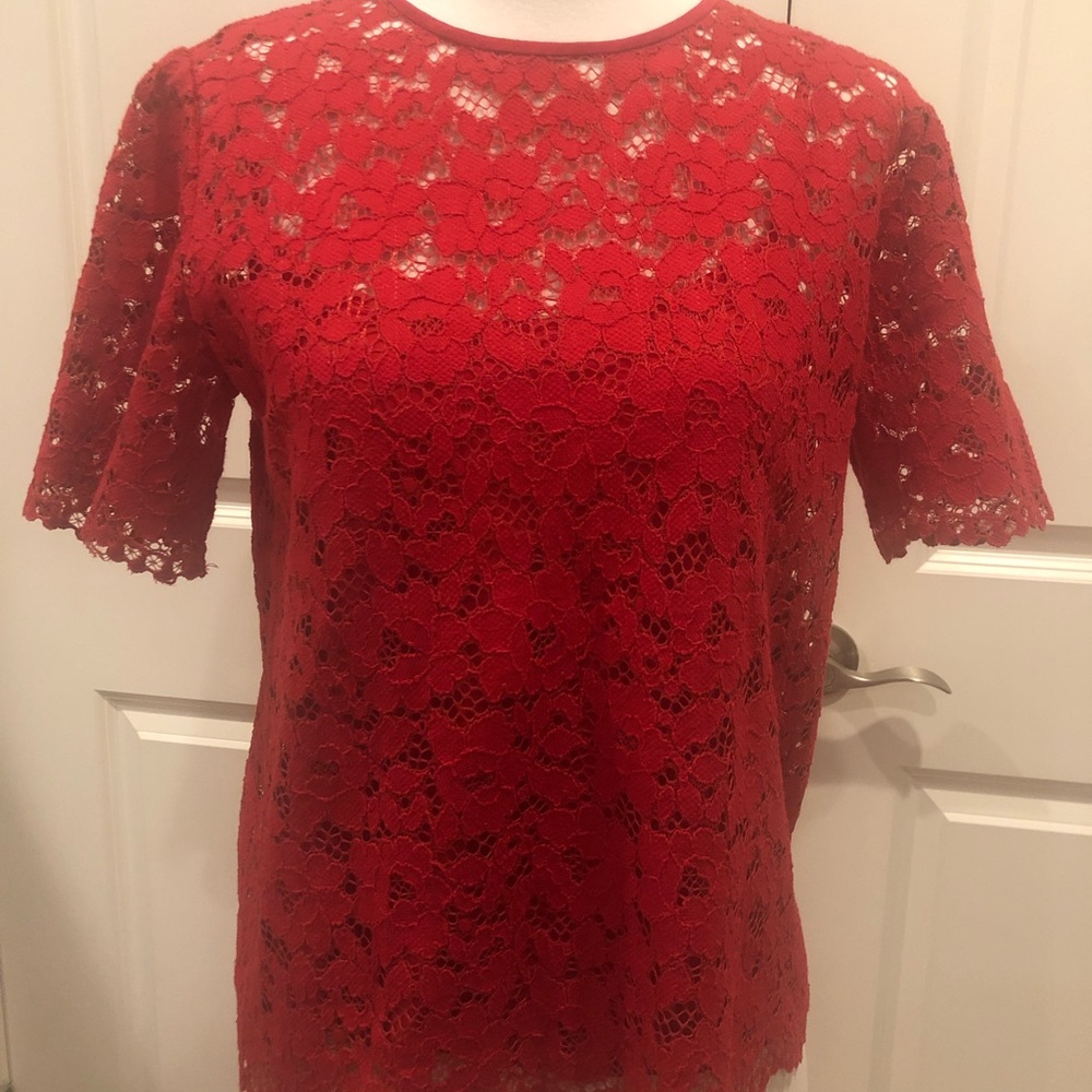 DKNY red lace top with camisole